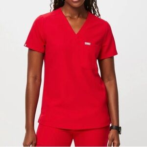 Figs Catarina - One Pocket Scrub Top - Pop Red